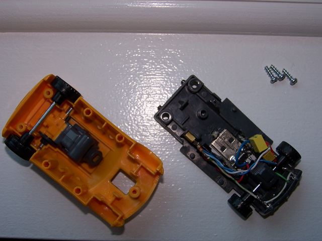 And yet another angle shows the USB jack, 5 volt regulator, clock circuit, and the car parts.