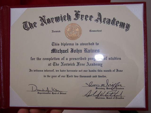Michael's Diploma, it's real and I'm really proud.