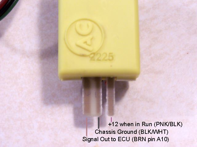 Here is the pinout for my TBI computer (1228746).  Note my ECU originally used an AC generator with buffer that provided 2000 pulses per mile to the ECU.  When completed this optical buffer will also create 2000 pulses per mile.  On to the pinout: the pink with black stripe is power and is hot when in run, the black with white stripe is ECU ground, and the signal lead is brown pin A10 at the ECU connector.