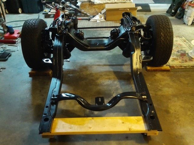 Overall rear view and i still have to fabricate the driver's side brake line and install the hose bracket.