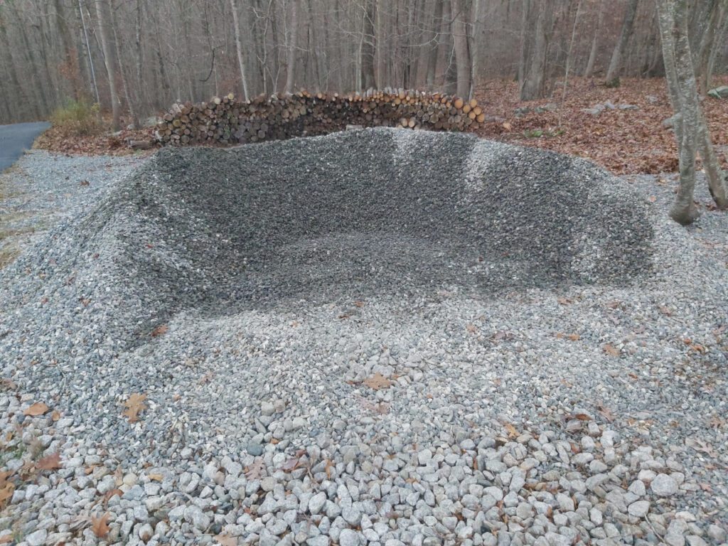 This was 21 tons of crushed stone for Paradise Patio