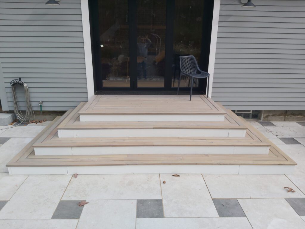 Front View of Finished Patio Stage and Cascading Stairs